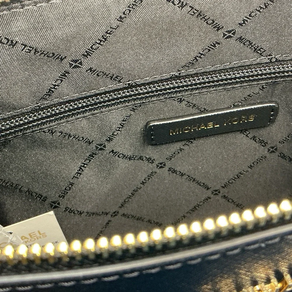 Michael Kors Charlotte Large TZ Tote Black Leather Shoulder Bag Gold NWT